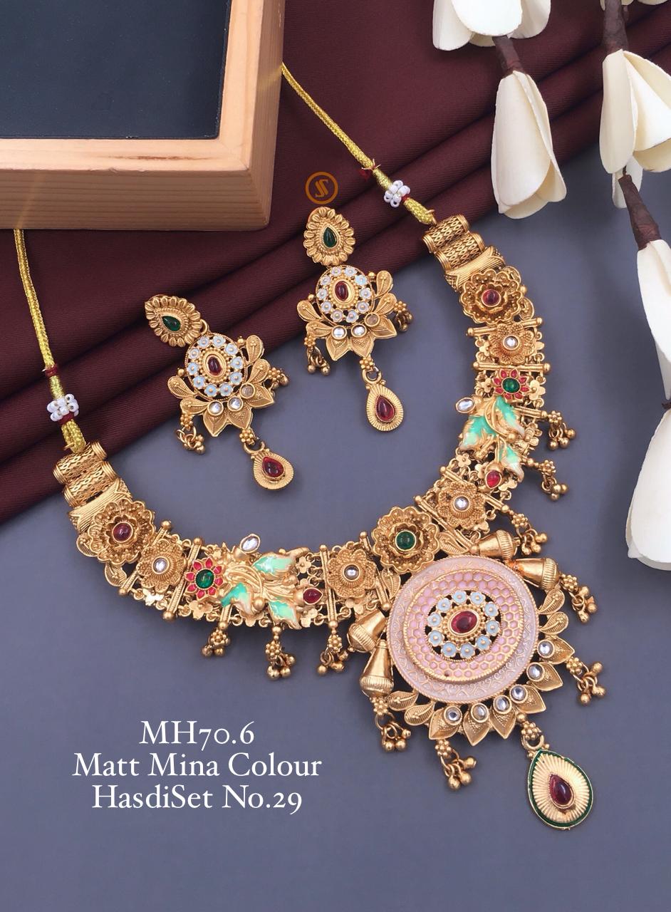 MH 70 Matte Mina Colour Hasadi Set Type Necklace Wholesale Export In India 
